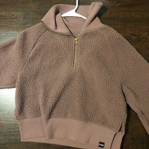 PINK quarter zip semi cropped sweater